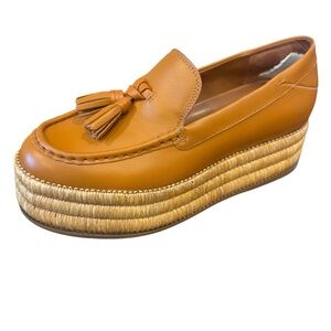 Franco Sarto Tan Platform Loafers with Tassels